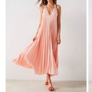 Mango Salmon Pleated Maxi Dress (112005879)